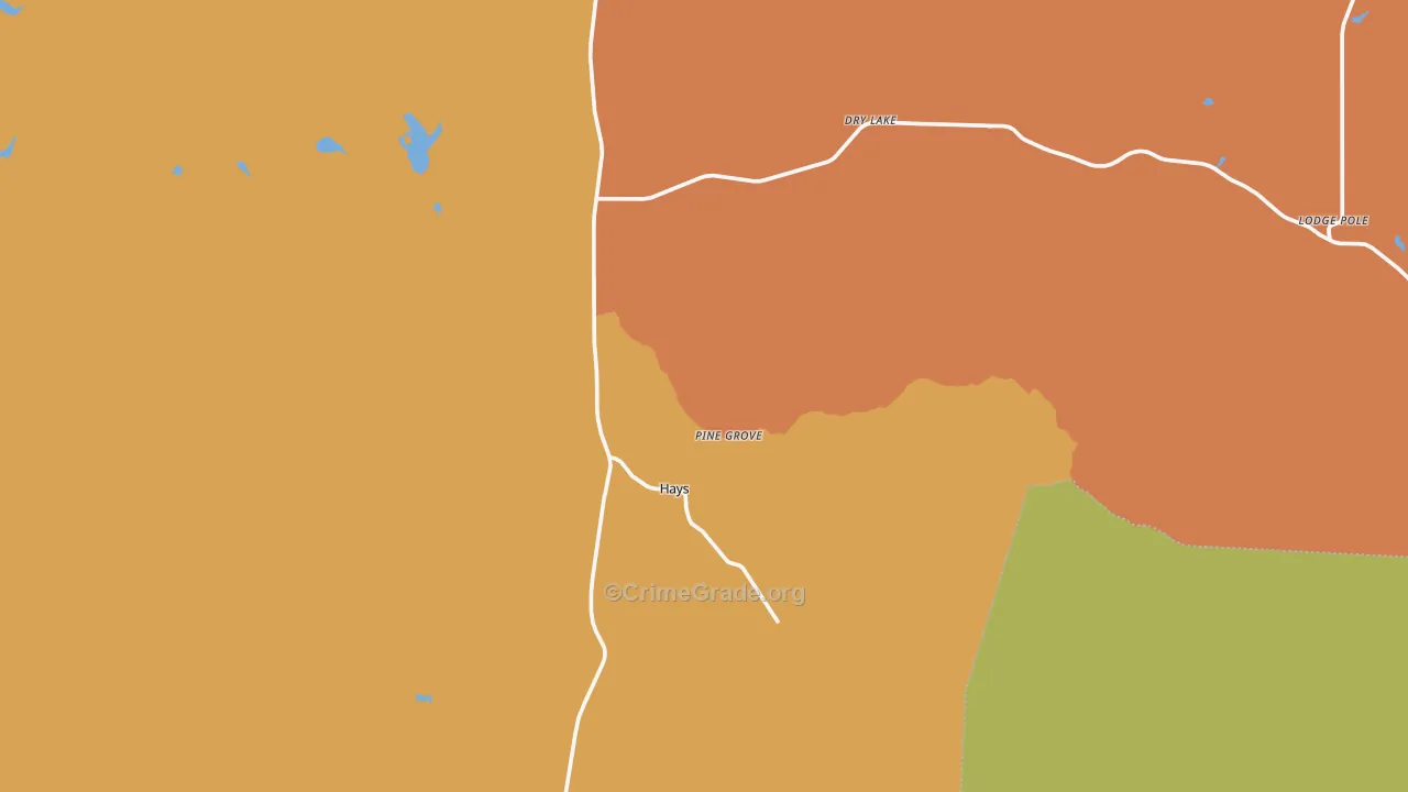 Hays, MT Map of Vehicle Theft Rates