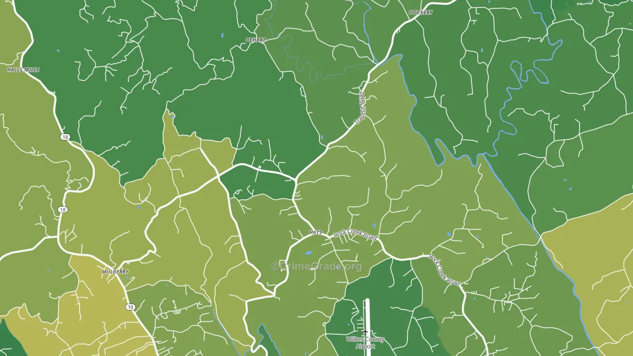 Hays, NC Map of Vehicle Theft Rates