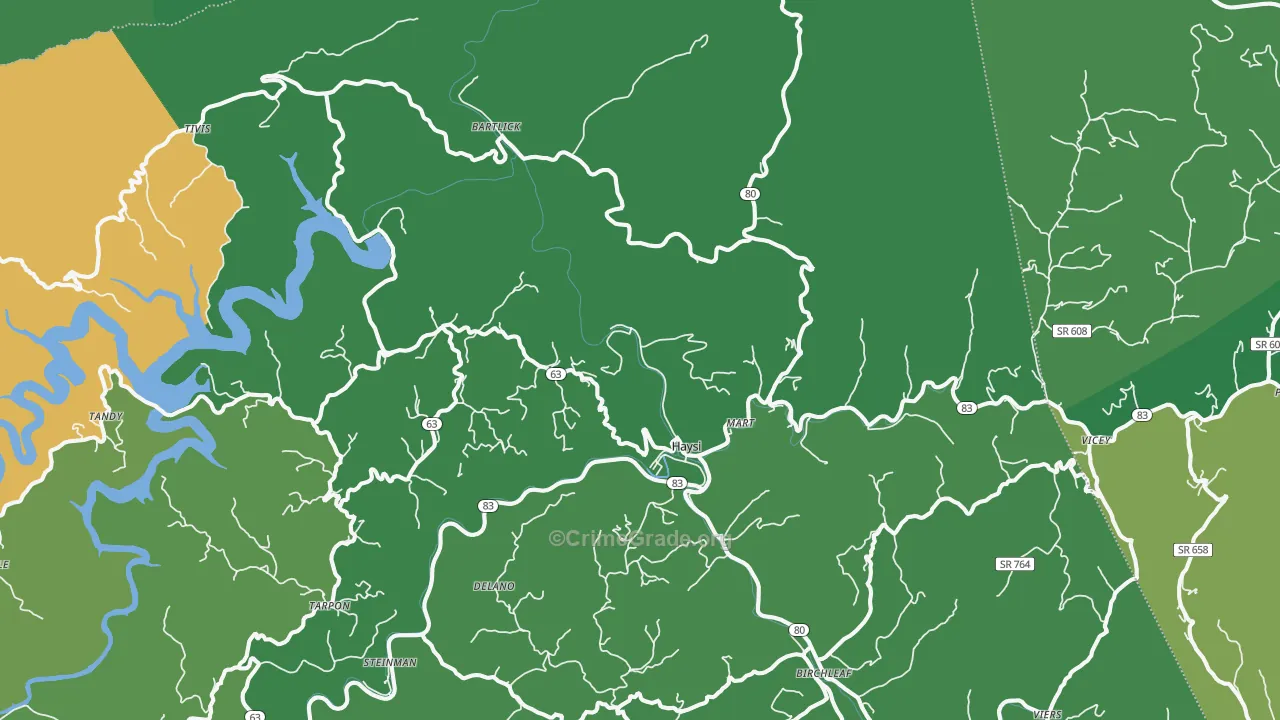 Haysi, VA Map of Vehicle Theft Rates