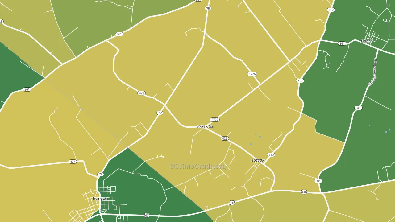 Haysville, KY Map of Vehicle Theft Rates