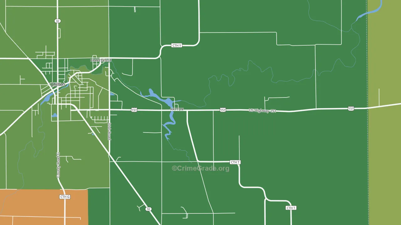 Hayton, WI Map of Vehicle Theft Rates