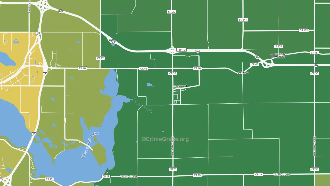 Hayward, MN Map of Vehicle Theft Rates