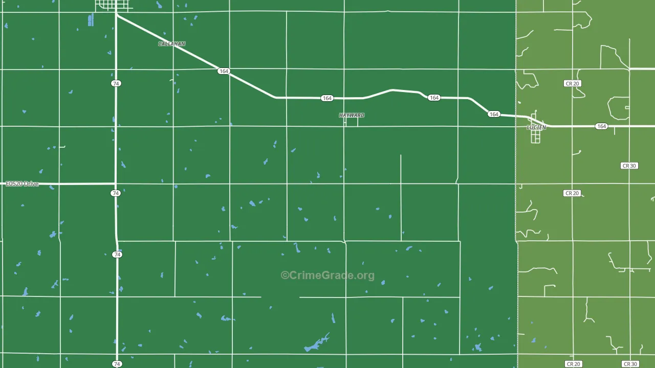 Hayward, OK Map of Vehicle Theft Rates