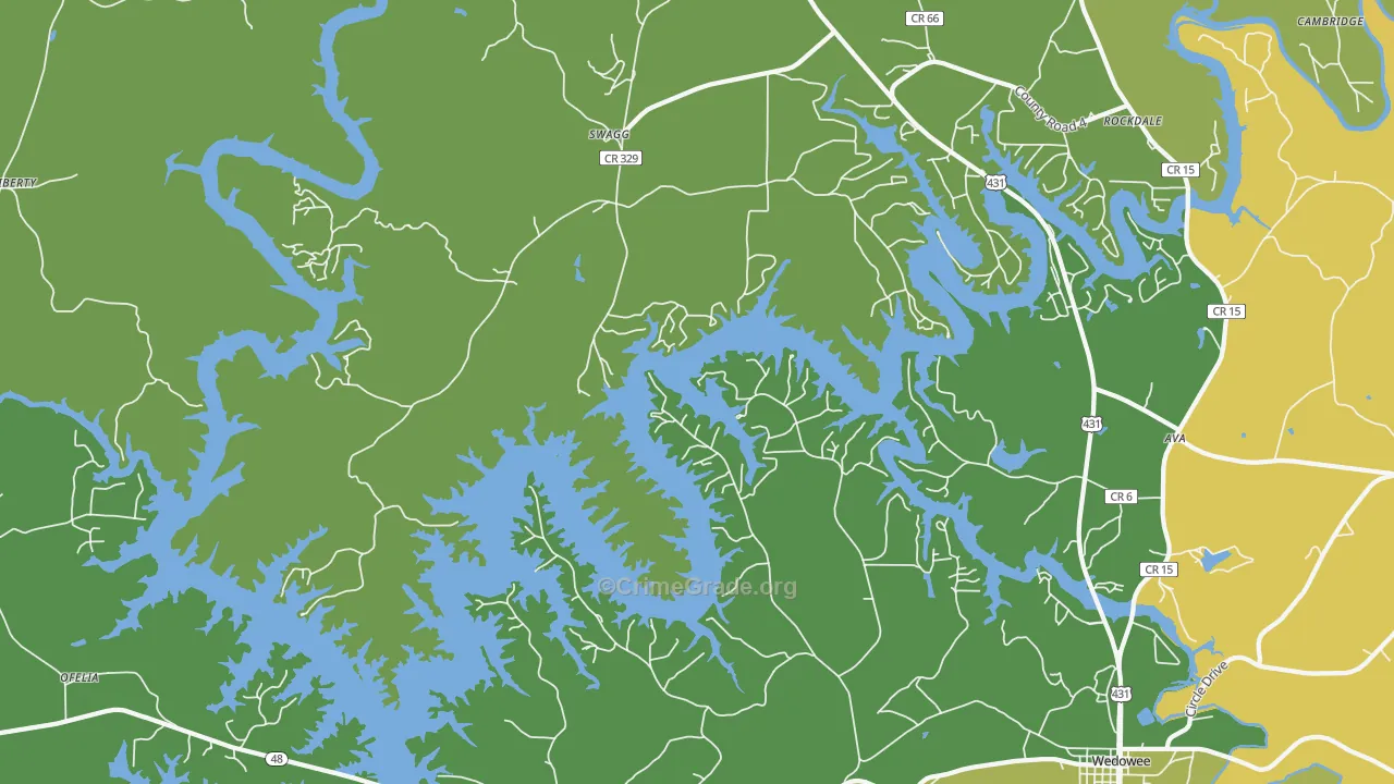 Haywood, AL Map of Vehicle Theft Rates