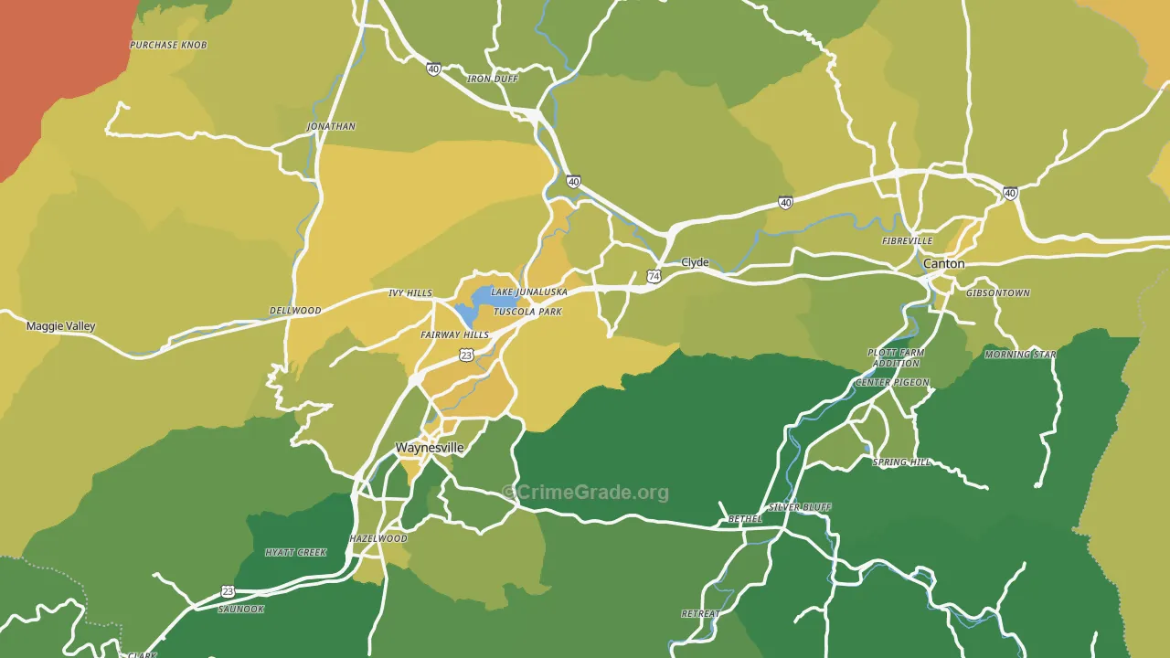Haywood County, NC Map of Vehicle Theft Rates