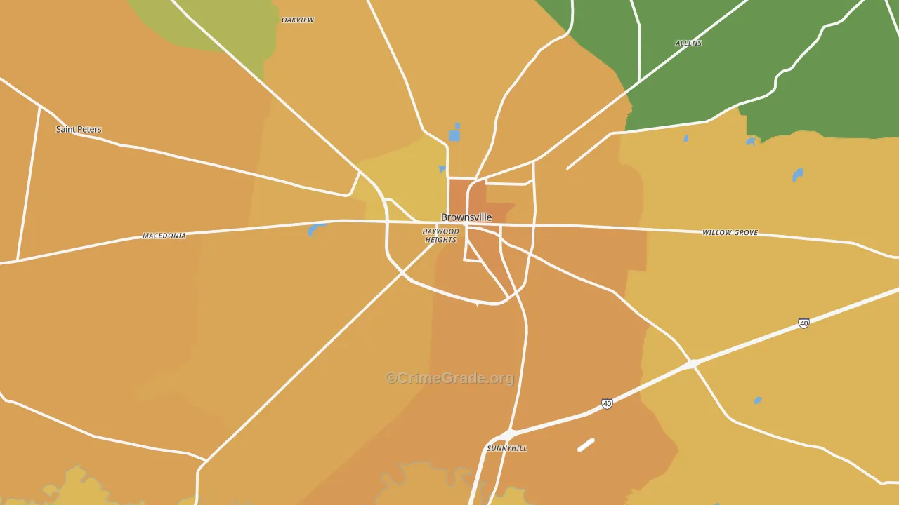 Haywood County, TN Map of Vehicle Theft Rates