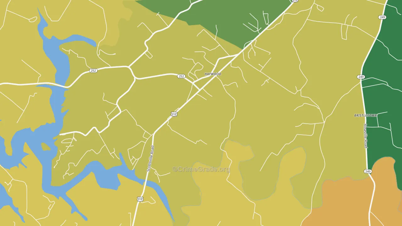 Haywood, KY Map of Vehicle Theft Rates