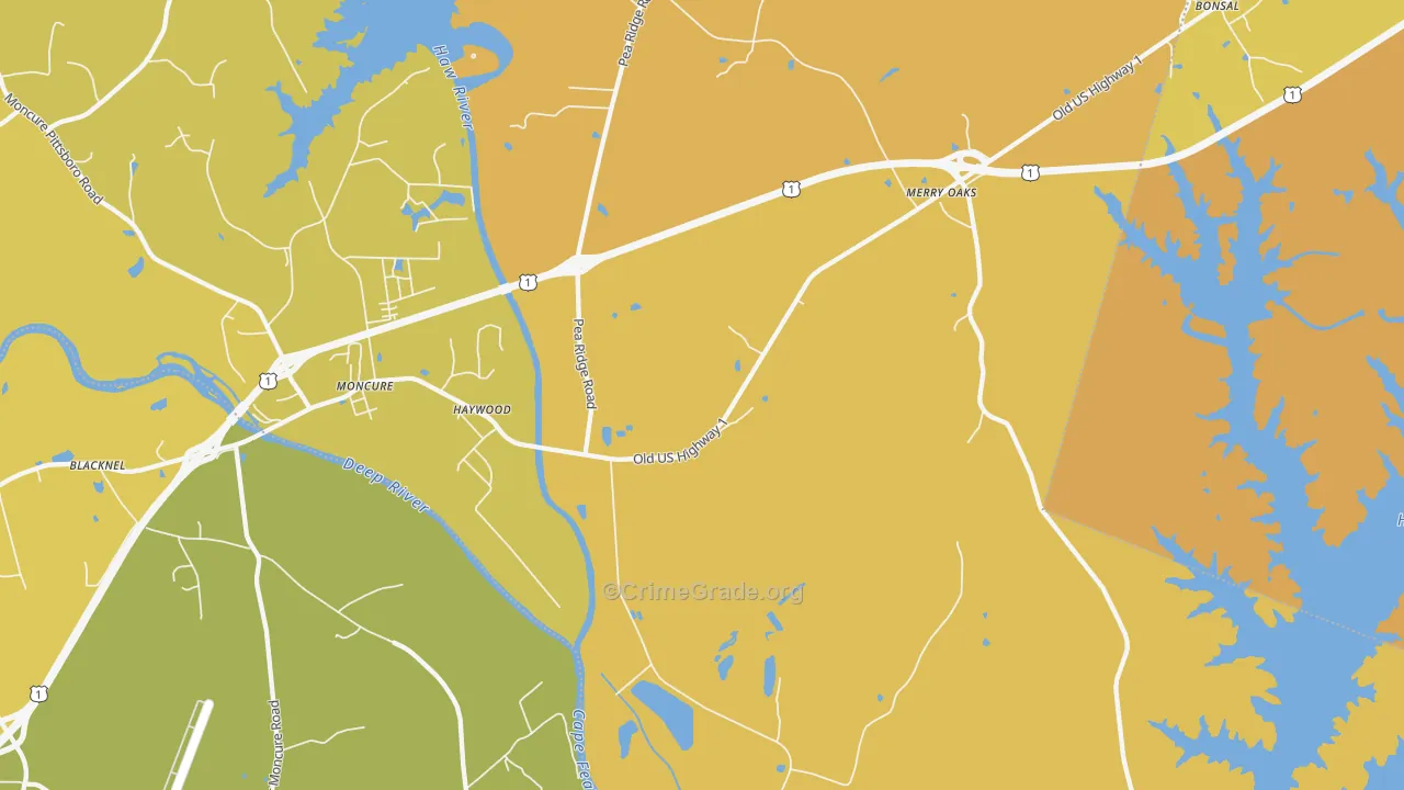 Haywood, NC Map of Vehicle Theft Rates