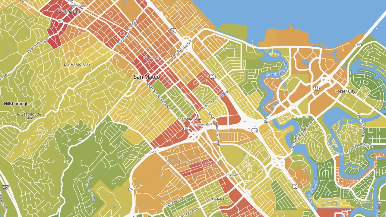 Haywood Park, San Mateo, CA Map of Vehicle Theft Rates
