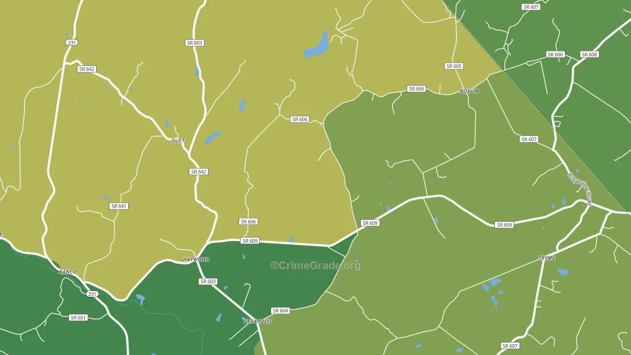Haywood, VA Map of Vehicle Theft Rates