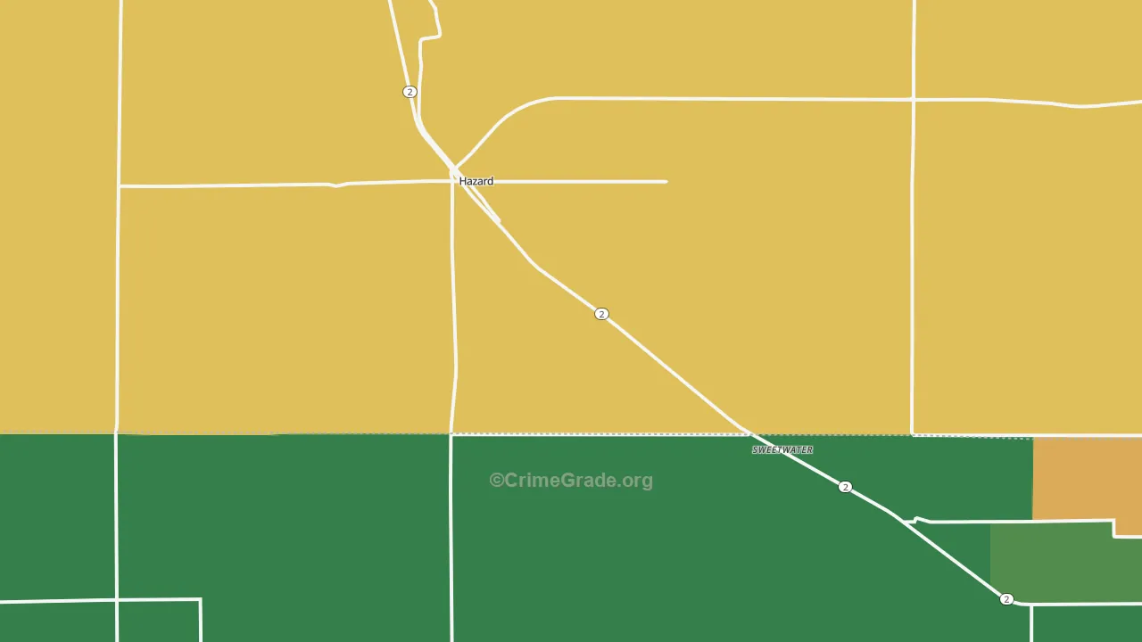 Hazard, NE Map of Vehicle Theft Rates