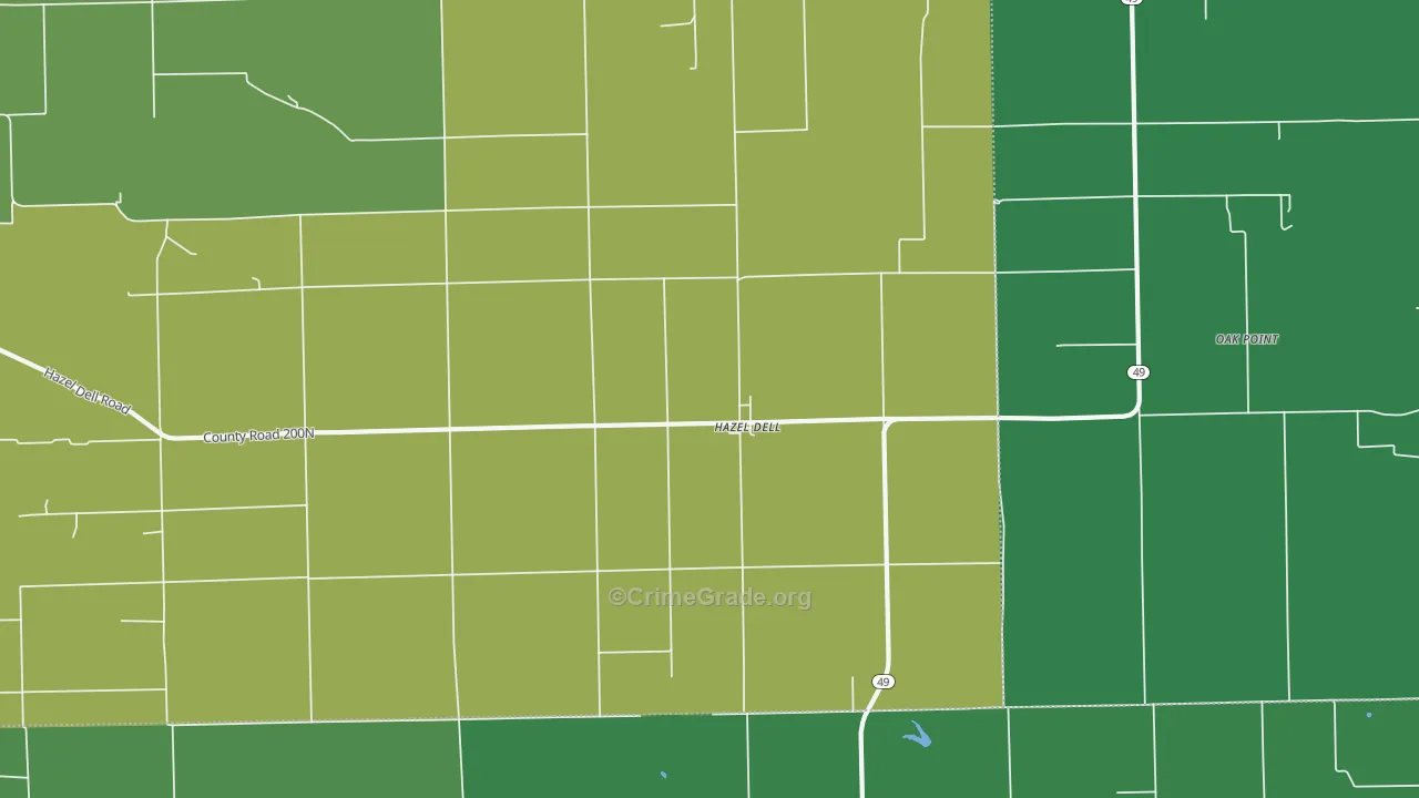 Hazel Dell, IL Map of Vehicle Theft Rates