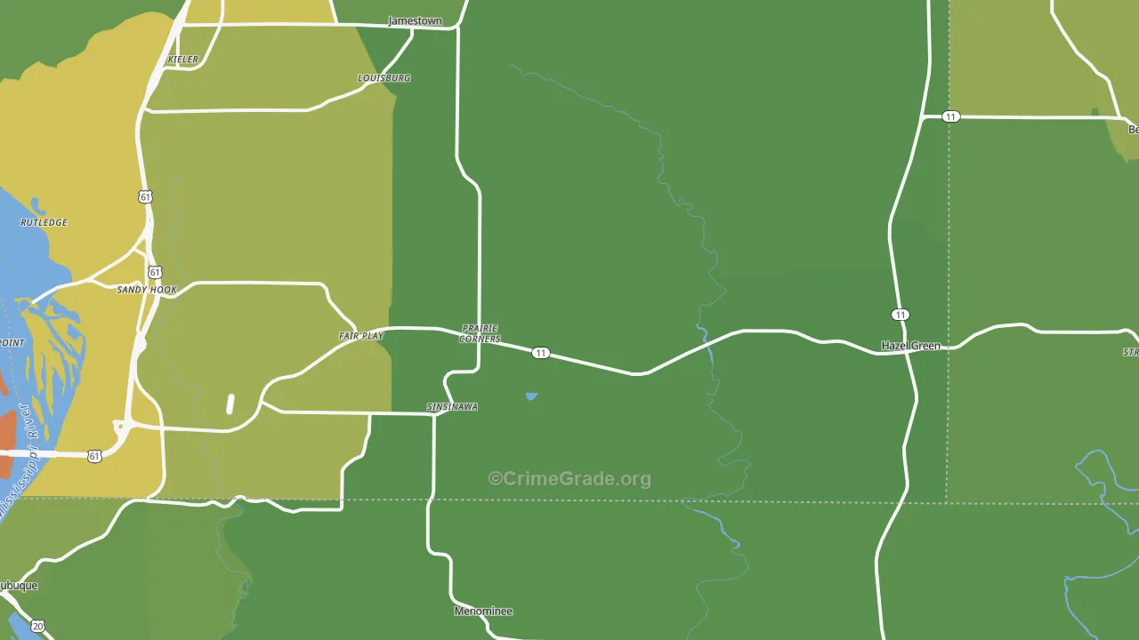 Hazel Green, WI Map of Vehicle Theft Rates
