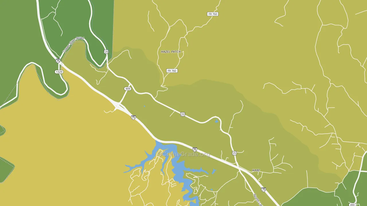 Hazel Patch, KY Map of Vehicle Theft Rates