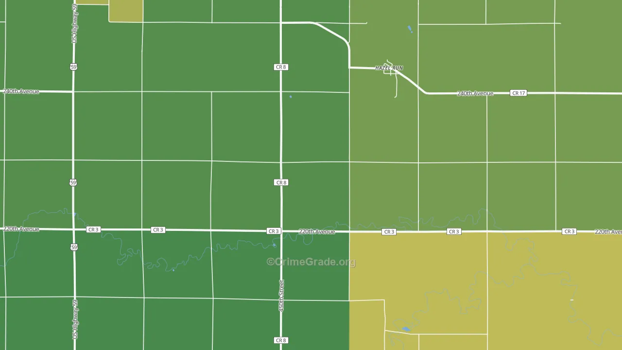 Hazel Run, MN Map of Vehicle Theft Rates