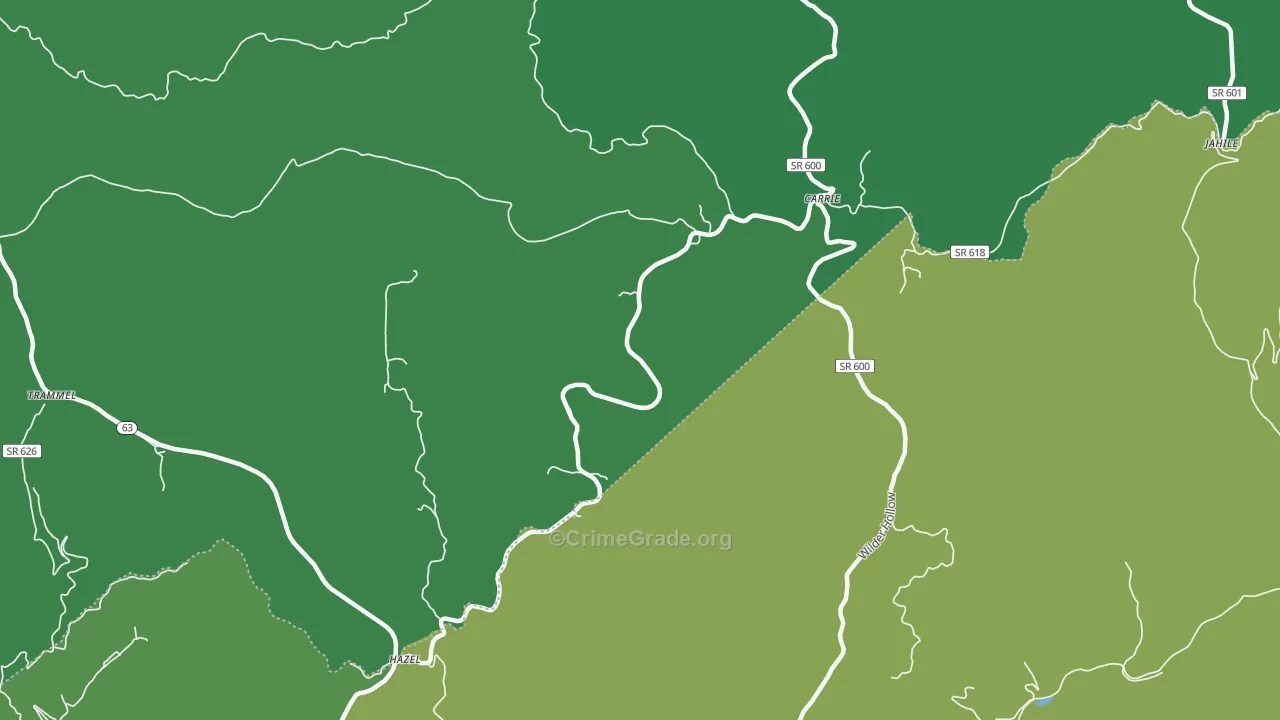 Hazel, VA Map of Vehicle Theft Rates