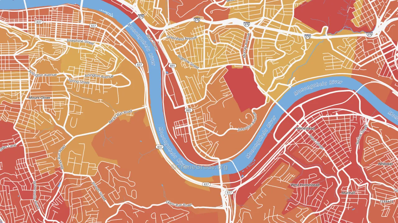 Hazelwood, Pittsburgh, PA Map of Vehicle Theft Rates