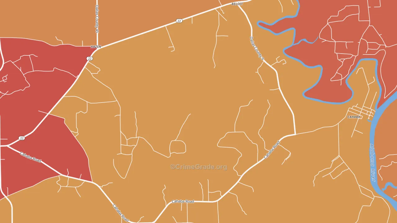 Hazen, AL Map of Vehicle Theft Rates