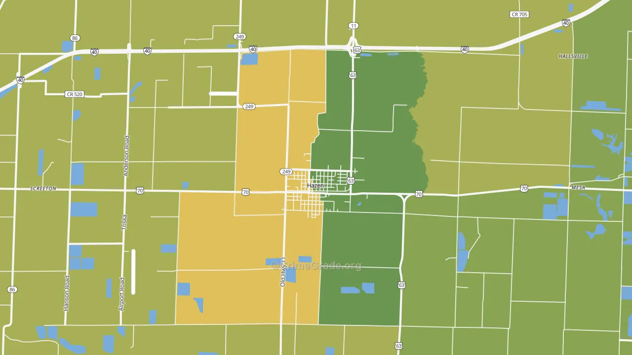 Hazen, AR Map of Vehicle Theft Rates
