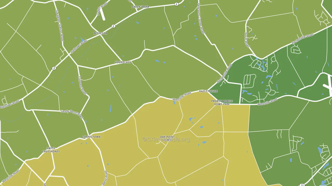 Hazlettville, DE Map of Vehicle Theft Rates