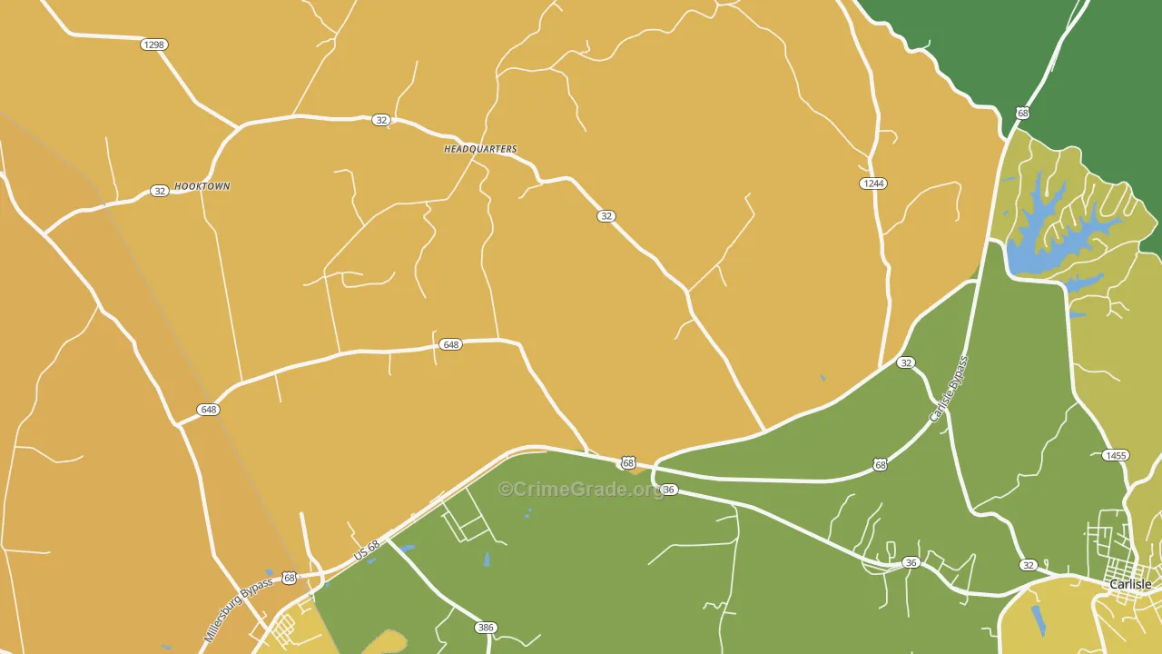Headquarters, KY Map of Vehicle Theft Rates