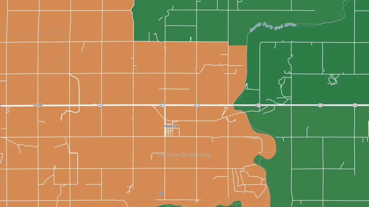Headrick, OK Map of Vehicle Theft Rates