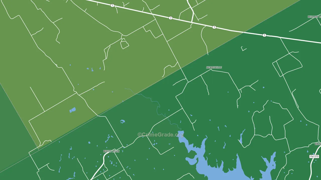 Headsville, TX Map of Vehicle Theft Rates