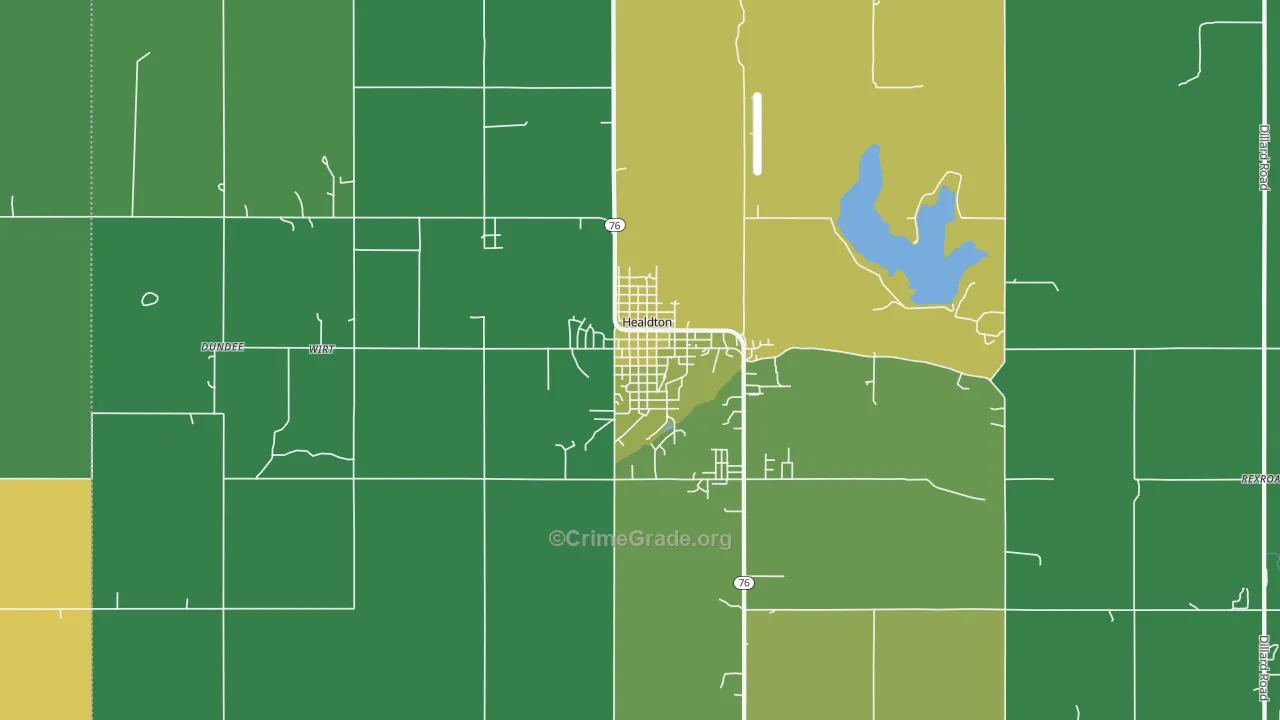 Healdton, OK Map of Vehicle Theft Rates