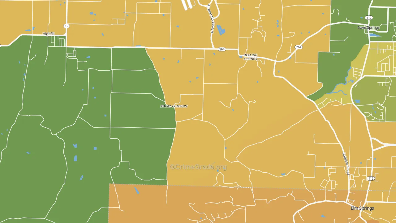 Healing Springs, AR Map of Vehicle Theft Rates