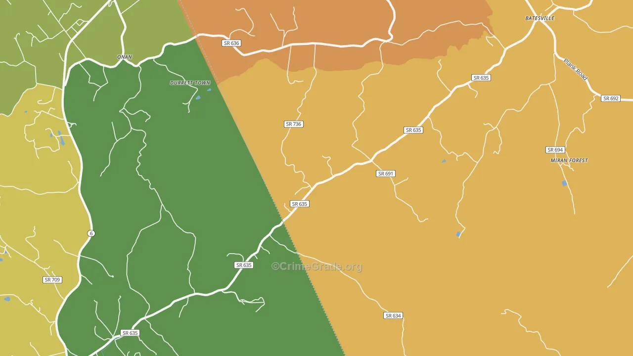 Heards, VA Map of Vehicle Theft Rates