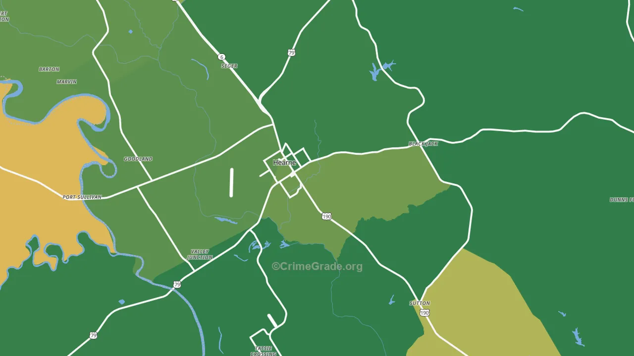 Hearne, TX Map of Vehicle Theft Rates