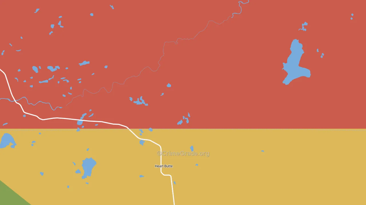 Heart Butte, MT Map of Vehicle Theft Rates