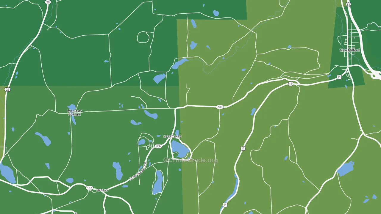 Heart Lake, PA Map of Vehicle Theft Rates