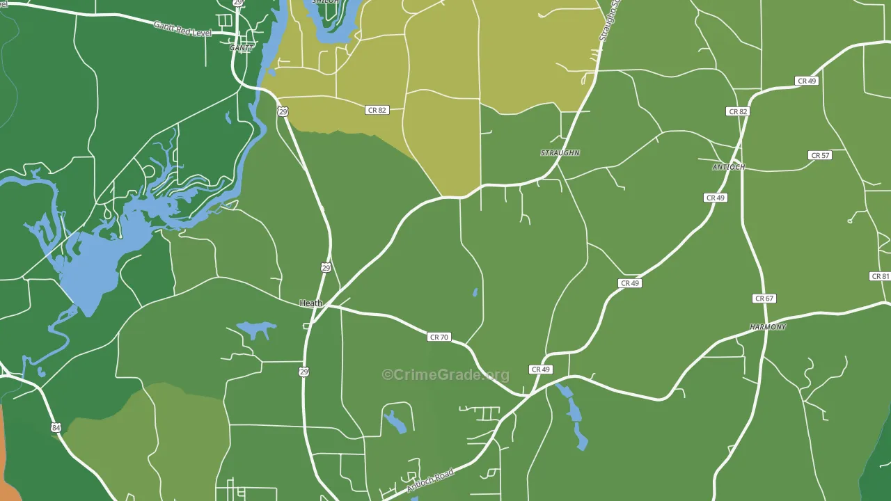 Heath, AL Map of Vehicle Theft Rates