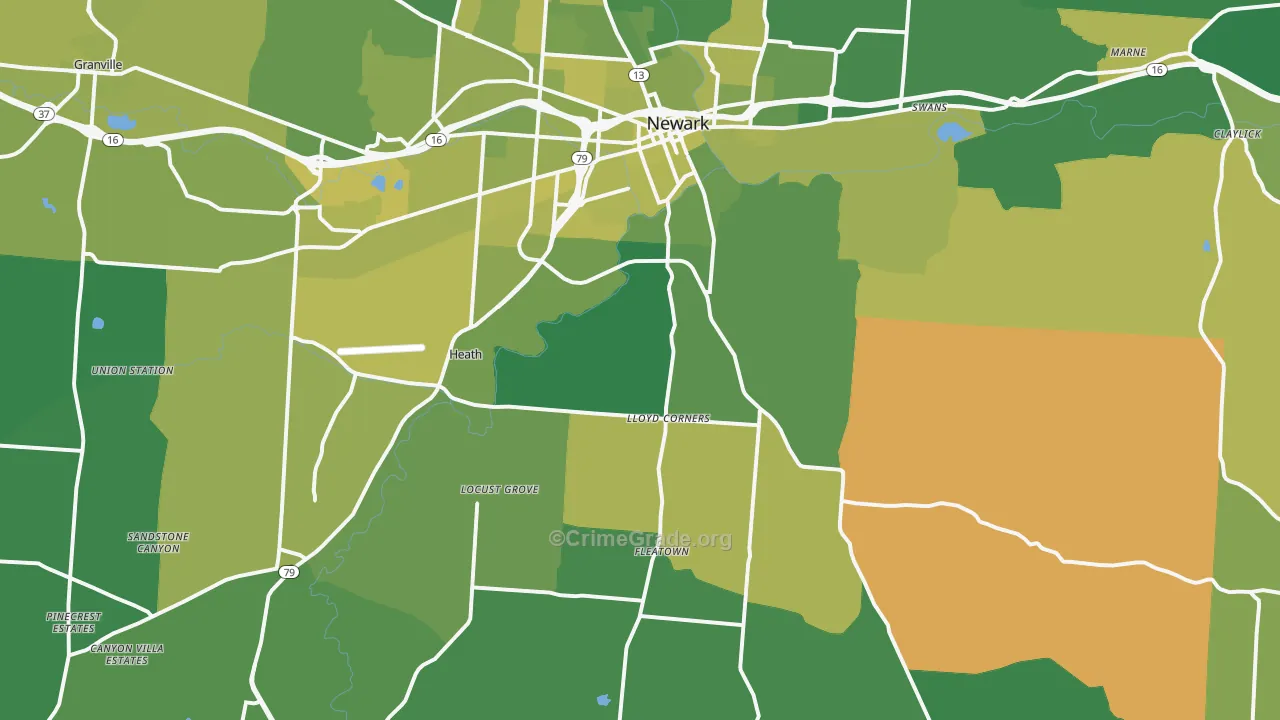 Heath, OH Map of Vehicle Theft Rates