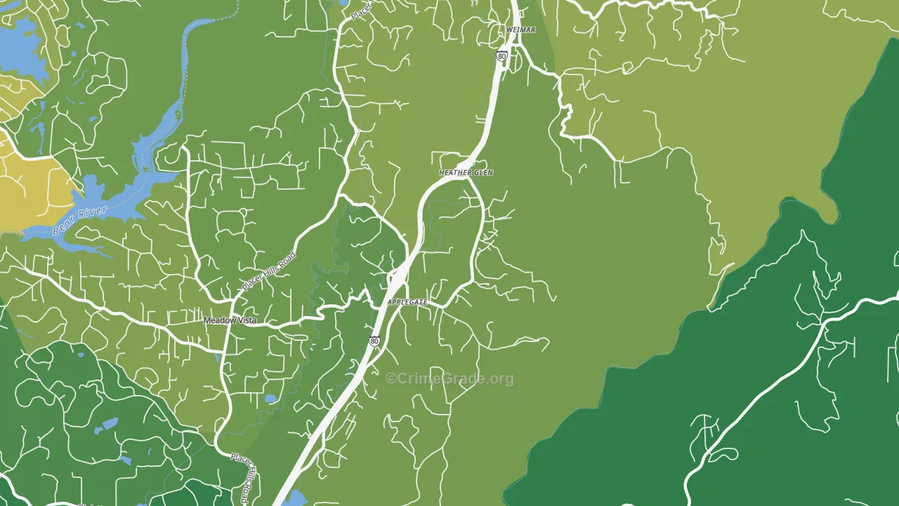 Heather Glen, CA Map of Vehicle Theft Rates