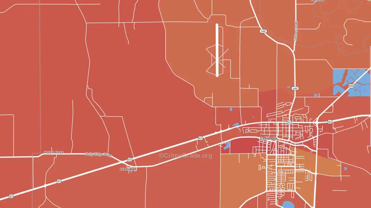 Heathman, MS Map of Vehicle Theft Rates