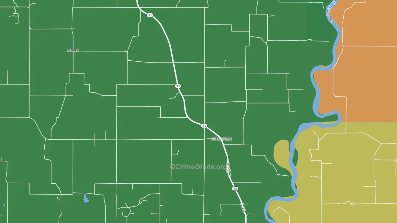 Heathsville, IL Map of Vehicle Theft Rates