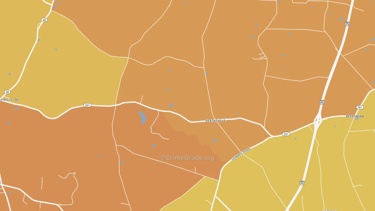 Heathsville, NC Map of Vehicle Theft Rates