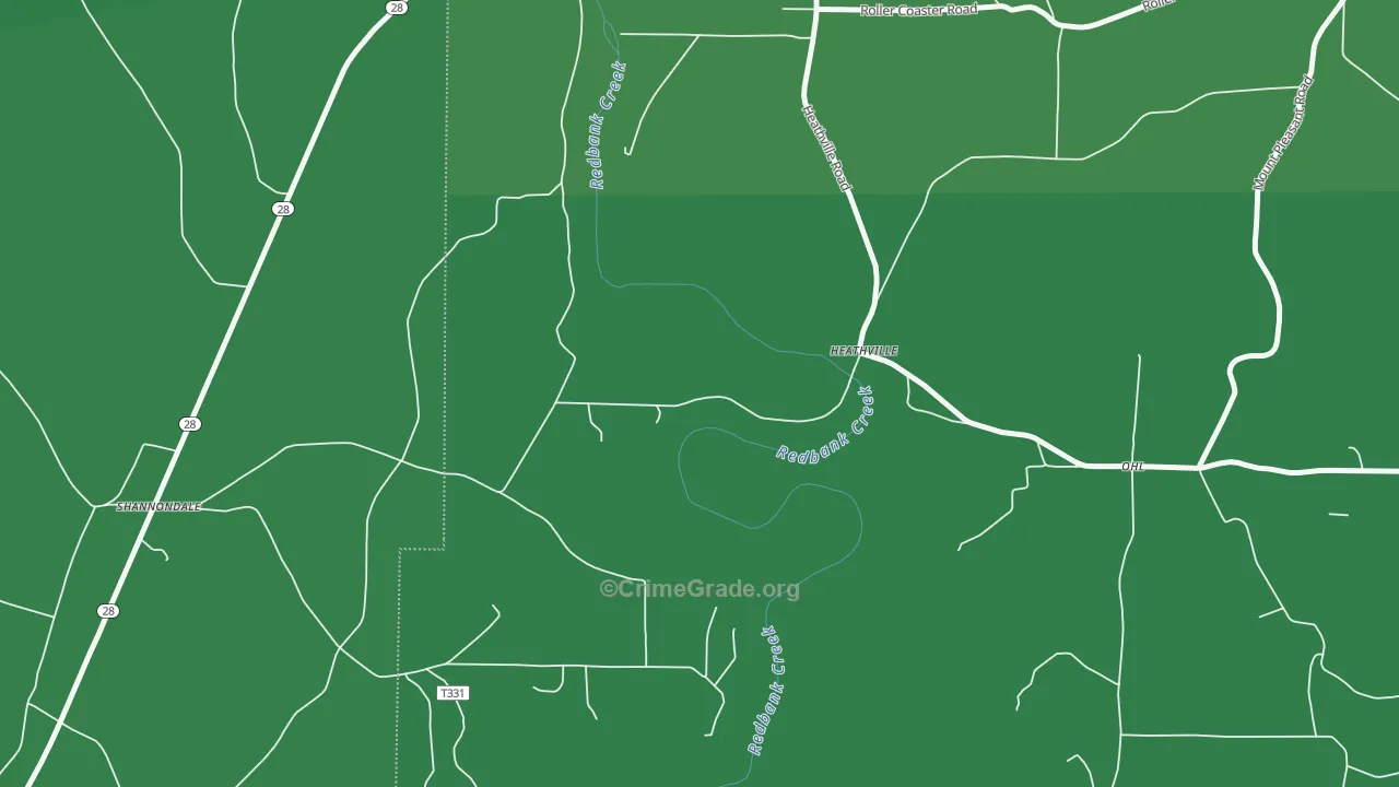 Heathville, PA Map of Vehicle Theft Rates