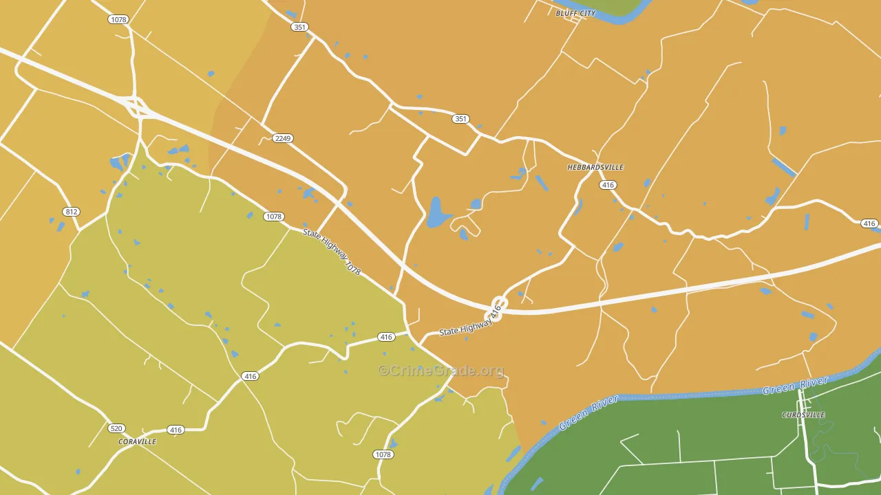 Hebbardsville, KY Map of Vehicle Theft Rates