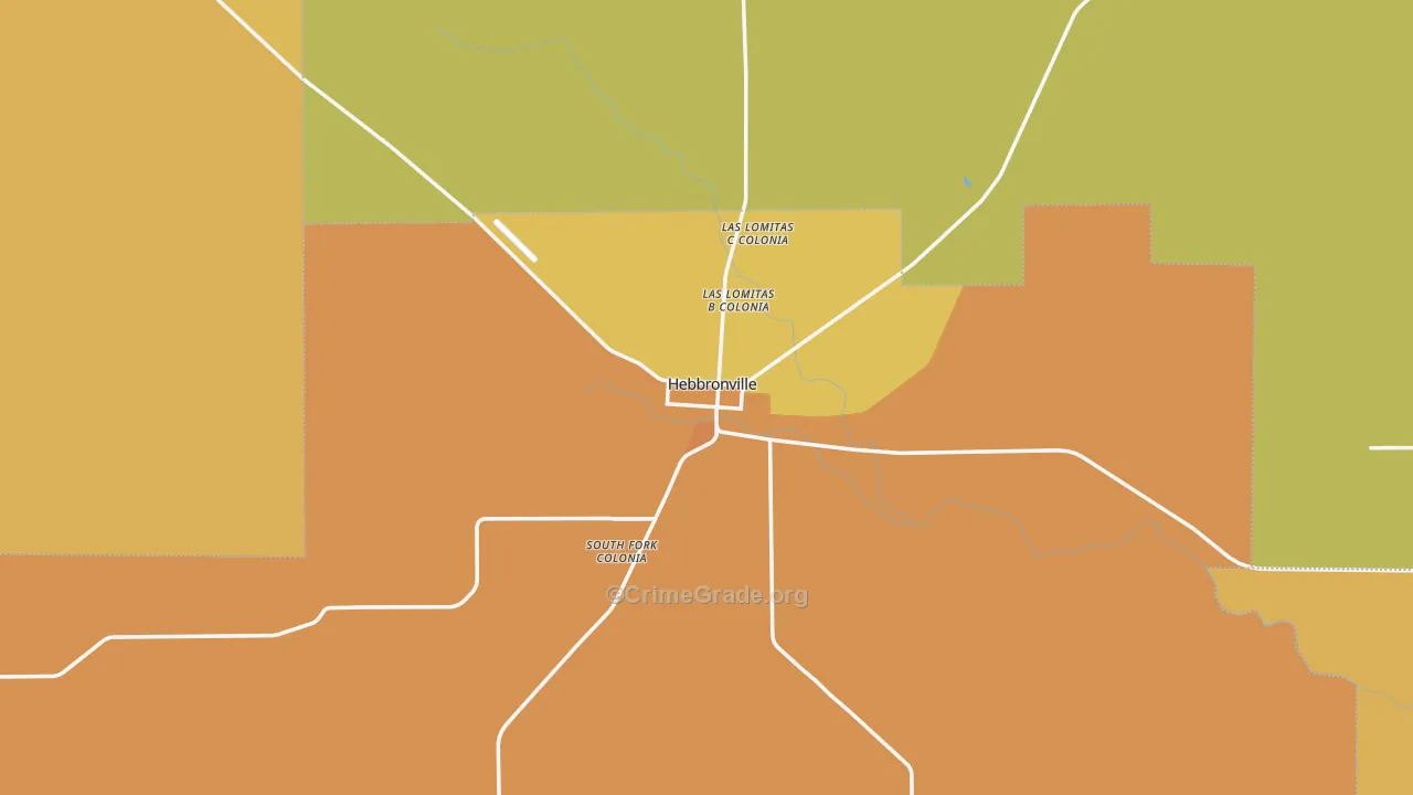 Hebbronville, TX Map of Vehicle Theft Rates