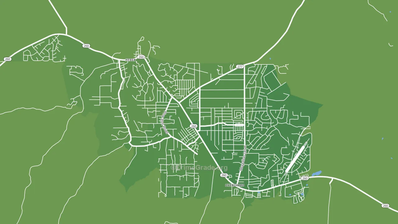 Heber-Overgaard, AZ Map of Vehicle Theft Rates
