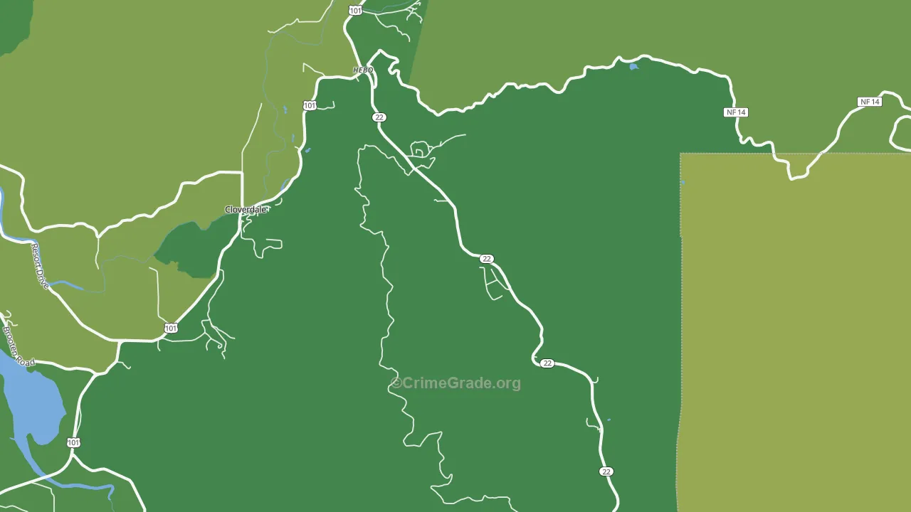 Hebo, OR Map of Vehicle Theft Rates