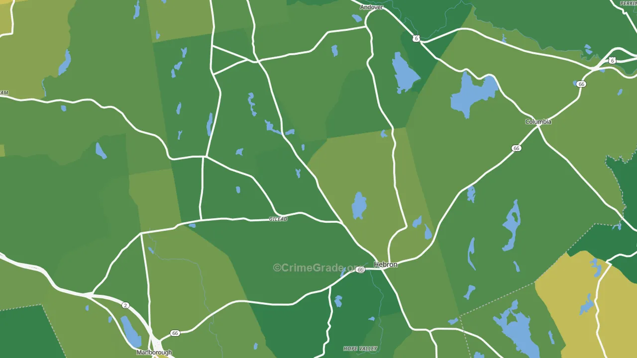 Hebron, CT Map of Vehicle Theft Rates