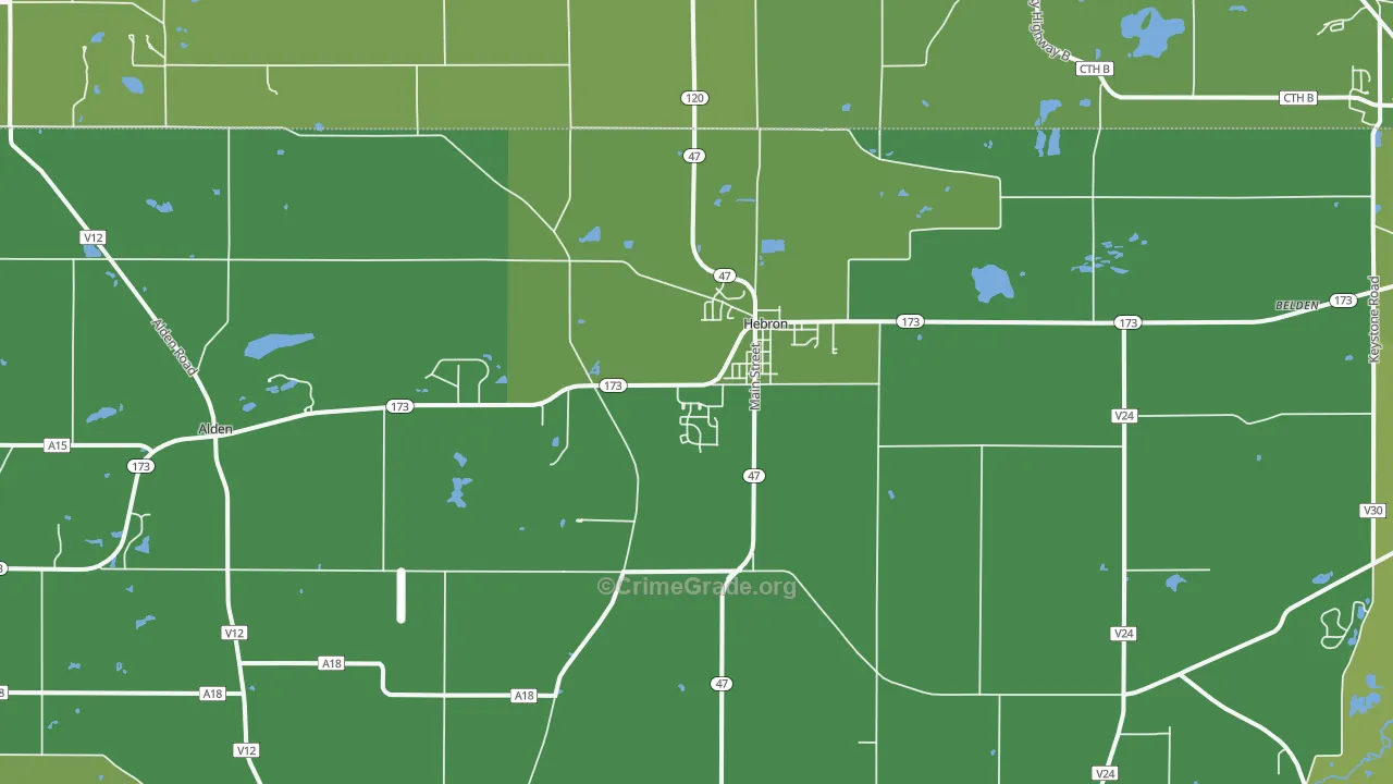Hebron, IL Map of Vehicle Theft Rates