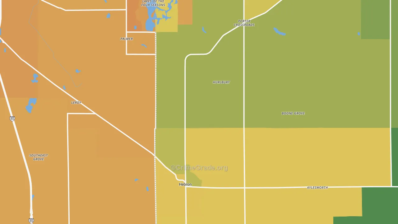 Hebron, IN Map of Vehicle Theft Rates