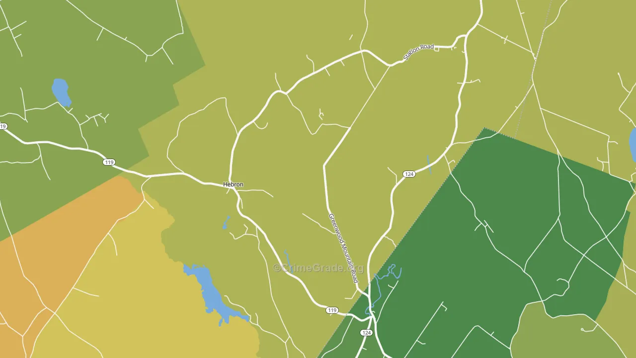 Hebron, ME Map of Vehicle Theft Rates