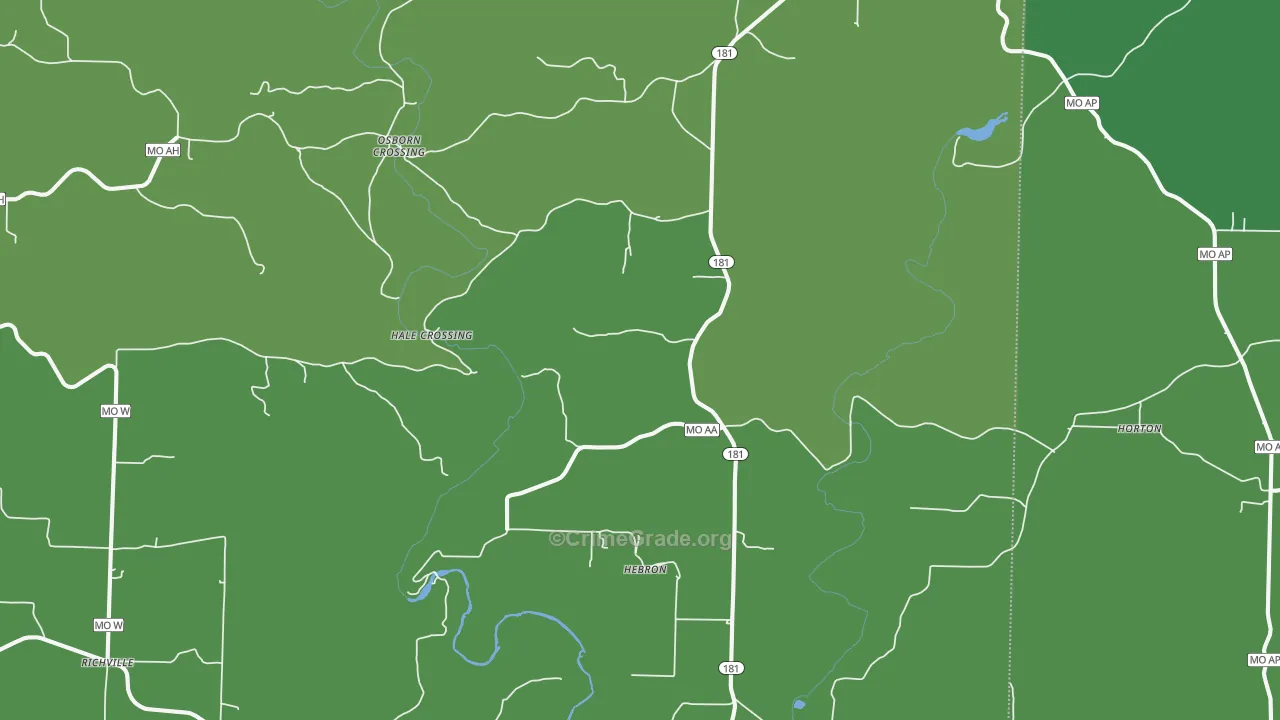Hebron, MO Map of Vehicle Theft Rates