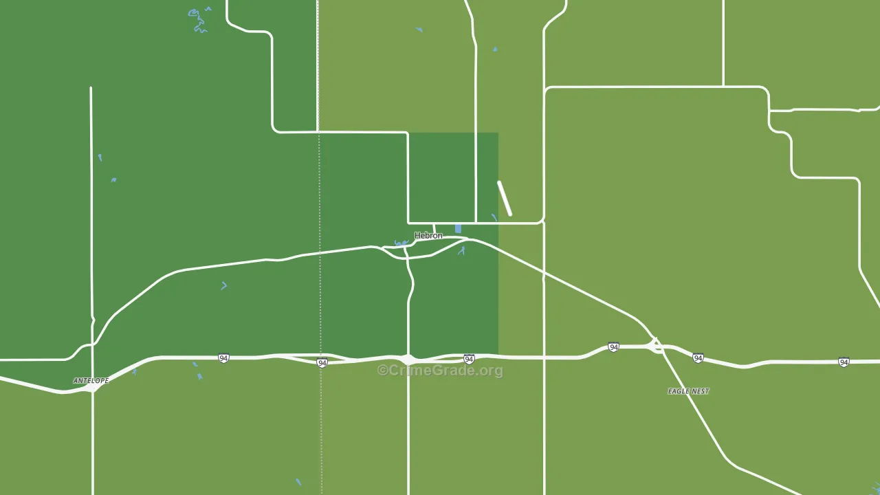 Hebron, ND Map of Vehicle Theft Rates